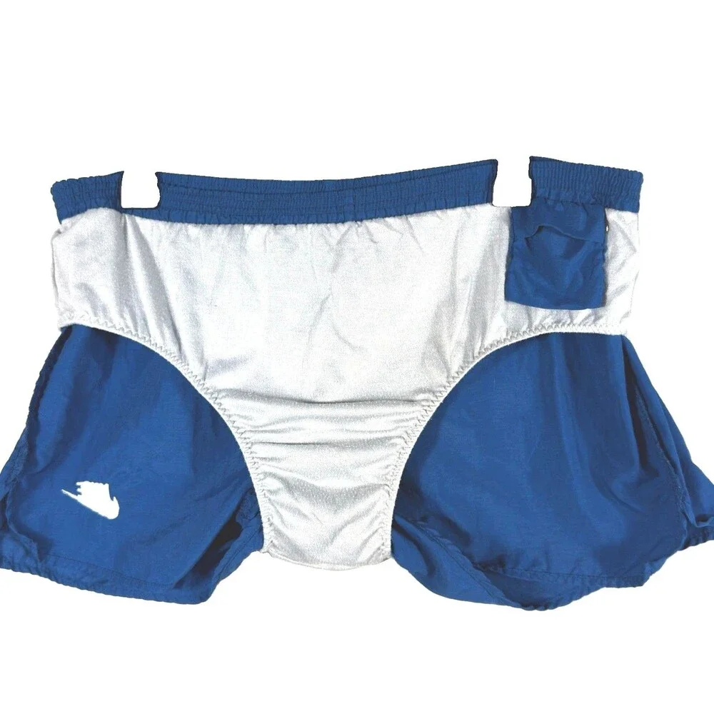 Vintage 90s Nike Challenger Running Shorts  Made in USA Blue Split Rare Retro